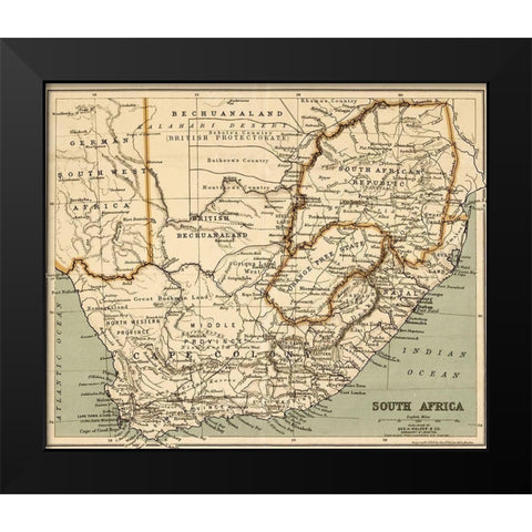 South Africa 1899 Black Modern Wood Framed Art Print by Vintage Maps