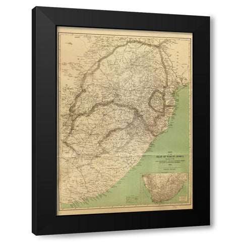 Seat of War in Africa 1899 Black Modern Wood Framed Art Print with Double Matting by Vintage Maps