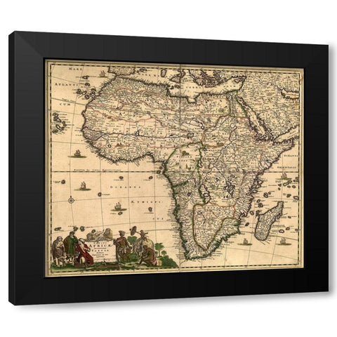 Africa 1740 Black Modern Wood Framed Art Print by Vintage Maps