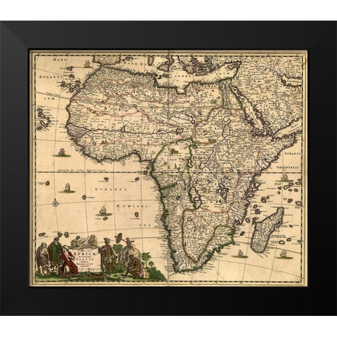 Africa 1740 Black Modern Wood Framed Art Print by Vintage Maps