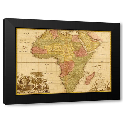 Africa 1688 Black Modern Wood Framed Art Print by Vintage Maps