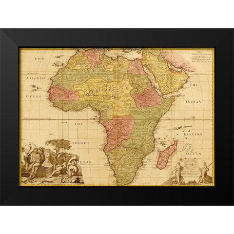 Africa 1688 Black Modern Wood Framed Art Print by Vintage Maps