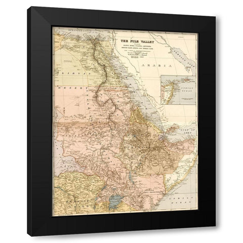 Nile River Valley 1910 Black Modern Wood Framed Art Print with Double Matting by Vintage Maps