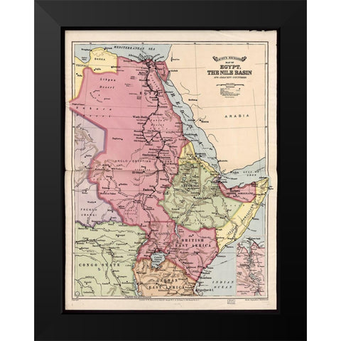 Nile Basin 1916 Black Modern Wood Framed Art Print by Vintage Maps