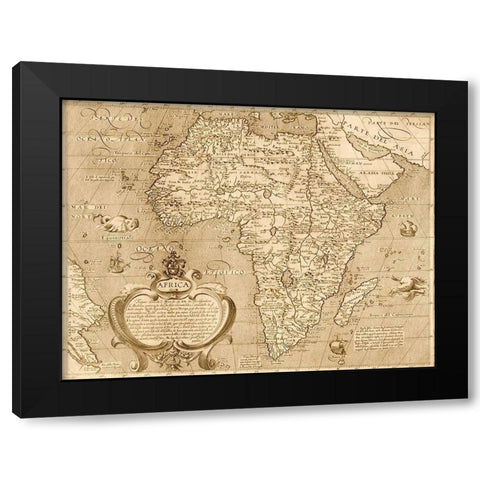 Africa 1603 Black Modern Wood Framed Art Print by Vintage Maps