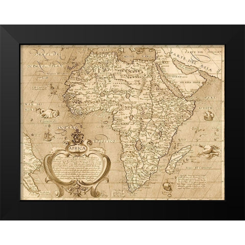 Africa 1603 Black Modern Wood Framed Art Print by Vintage Maps