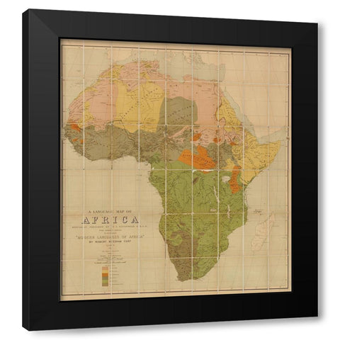 African Languages 1883 Black Modern Wood Framed Art Print by Vintage Maps