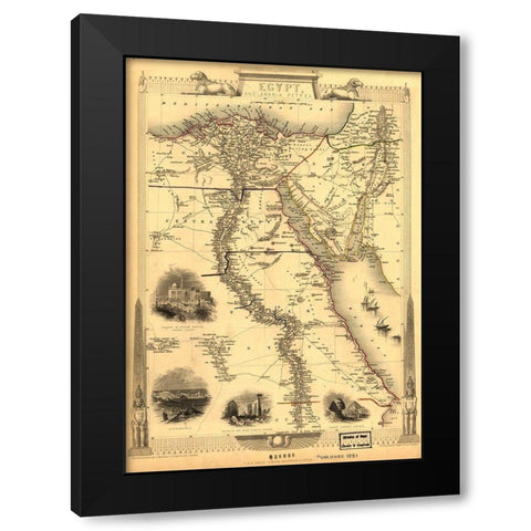 Egypt and Arabia Petrea Black Modern Wood Framed Art Print by Vintage Maps