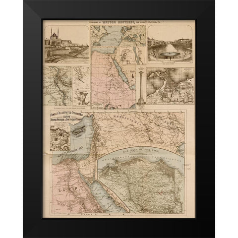 Egypt Arabia Petræa and Southeastern Turkey Black Modern Wood Framed Art Print by Vintage Maps