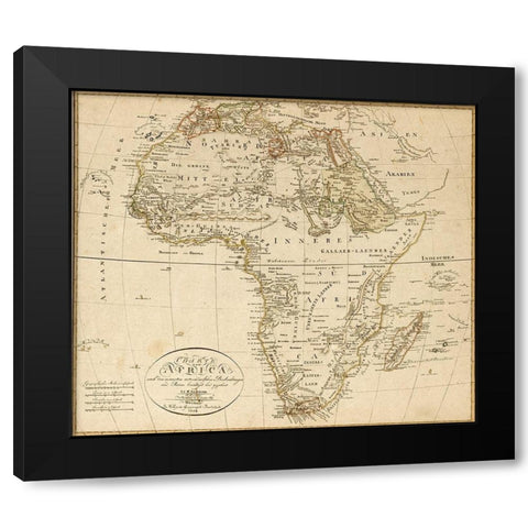 Africa 1804 Black Modern Wood Framed Art Print with Double Matting by Vintage Maps