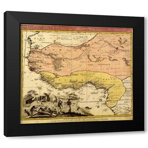 Guinee and Black Africa Black Modern Wood Framed Art Print by Vintage Maps