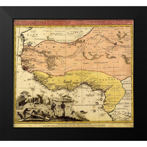 Guinee and Black Africa Black Modern Wood Framed Art Print by Vintage Maps