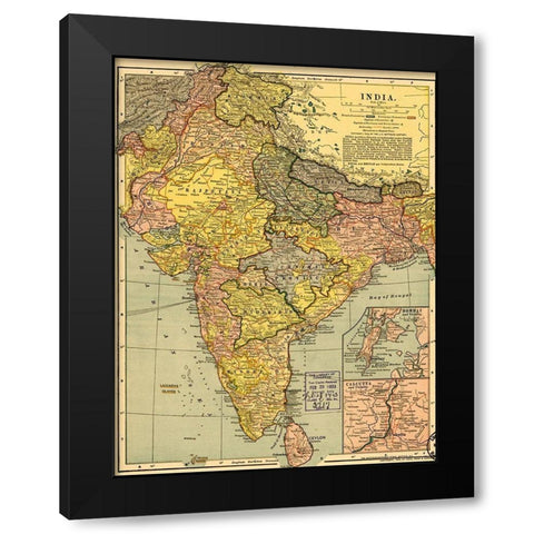 India 1903 Black Modern Wood Framed Art Print by Vintage Maps