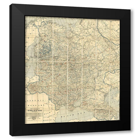 Russia in 1918 during WWI Black Modern Wood Framed Art Print with Double Matting by Vintage Maps