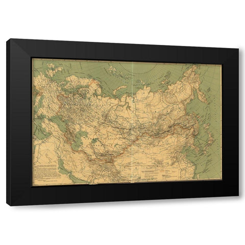 Imperial Russia 1916 Black Modern Wood Framed Art Print by Vintage Maps