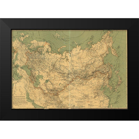 Imperial Russia 1916 Black Modern Wood Framed Art Print by Vintage Maps