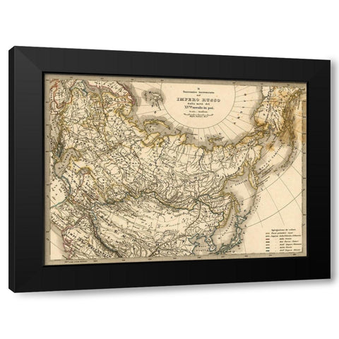 Imperial Russia 1876 Black Modern Wood Framed Art Print with Double Matting by Vintage Maps