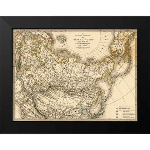 Imperial Russia 1876 Black Modern Wood Framed Art Print by Vintage Maps