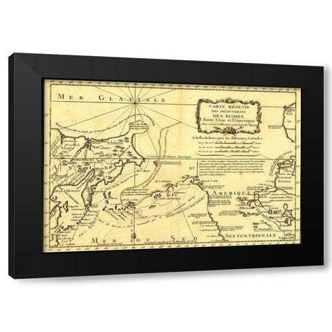 Russia enters the Americas Black Modern Wood Framed Art Print with Double Matting by Vintage Maps