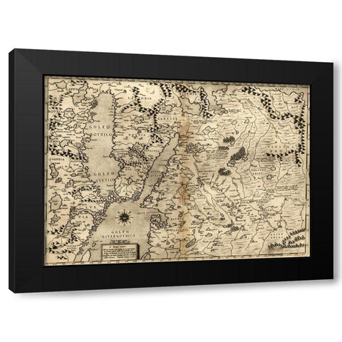 Poland 1568 Black Modern Wood Framed Art Print with Double Matting by Vintage Maps
