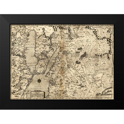 Poland 1568 Black Modern Wood Framed Art Print by Vintage Maps