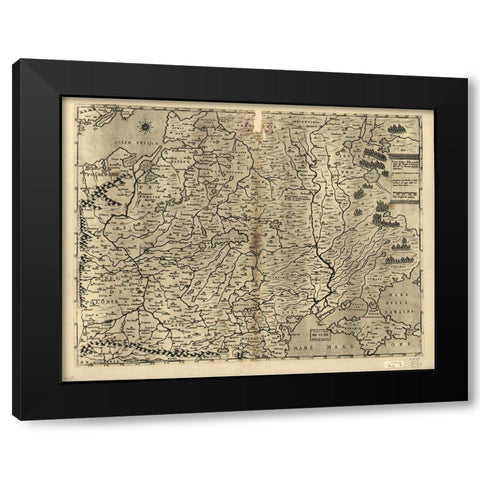 Poland 1568 Black Modern Wood Framed Art Print with Double Matting by Vintage Maps