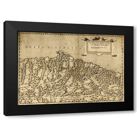 Ancona Italy 1568 Black Modern Wood Framed Art Print with Double Matting by Vintage Maps