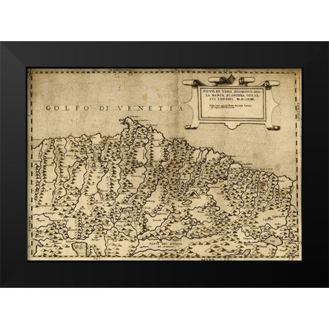 Ancona Italy 1568 Black Modern Wood Framed Art Print by Vintage Maps