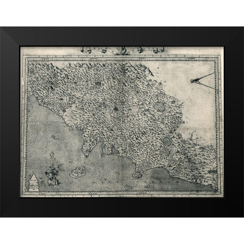 Tuscany 1568 Black Modern Wood Framed Art Print by Vintage Maps