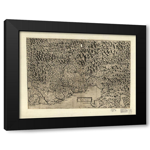 Fruili 1568 Black Modern Wood Framed Art Print with Double Matting by Vintage Maps