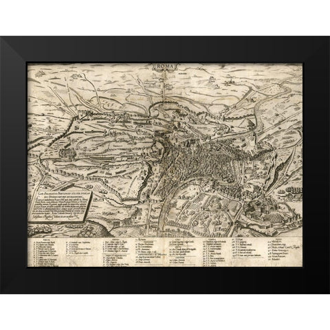 Rome 1568 Black Modern Wood Framed Art Print by Vintage Maps