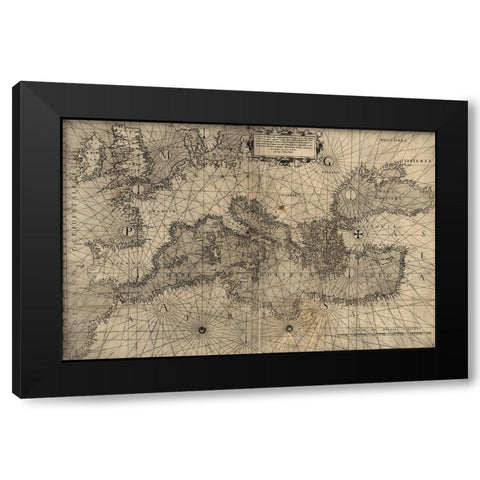 Europe in 1572 Black Modern Wood Framed Art Print with Double Matting by Vintage Maps