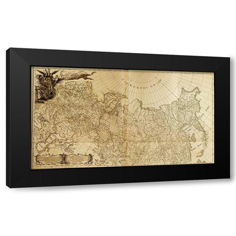 Map of Imperial Russia 1745 Black Modern Wood Framed Art Print with Double Matting by Vintage Maps