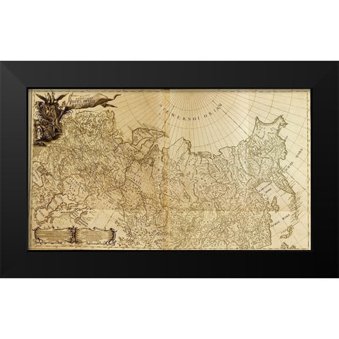 Map of Imperial Russia 1745 Black Modern Wood Framed Art Print by Vintage Maps