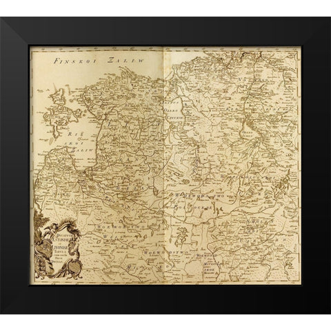 Estonia and Lithuania 1745 Black Modern Wood Framed Art Print by Vintage Maps