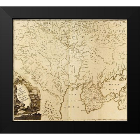 Russian Tartary 1745 Black Modern Wood Framed Art Print by Vintage Maps