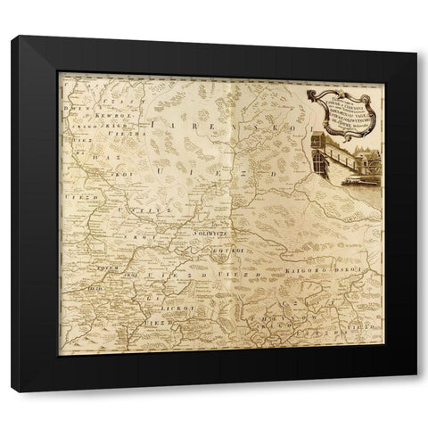 Russia 1745 Black Modern Wood Framed Art Print with Double Matting by Vintage Maps
