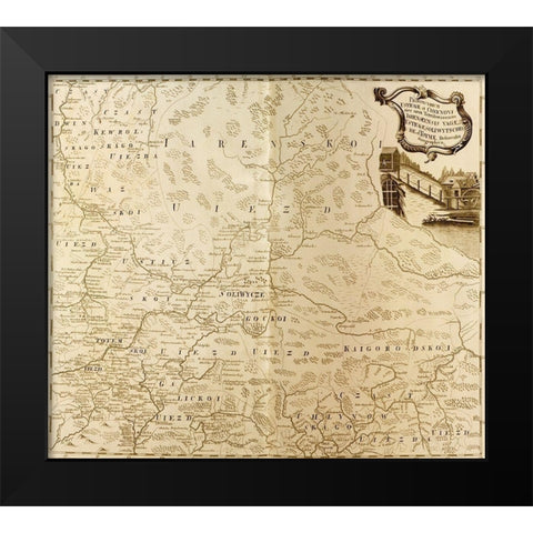 Russia 1745 Black Modern Wood Framed Art Print by Vintage Maps