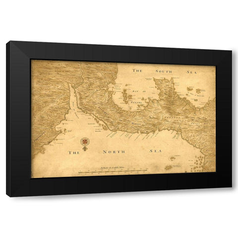 Isthmus of Panama from Cartagena to Nicaragua showing both coasts 1750 Black Modern Wood Framed Art Print by Vintage Maps