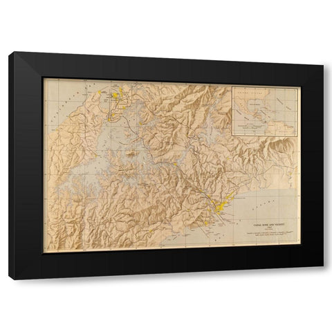 Panama Canal Zone 1947 Black Modern Wood Framed Art Print with Double Matting by Vintage Maps