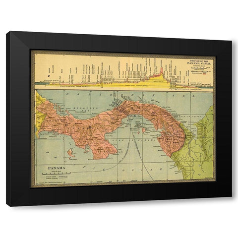 Panama Canal Zone 1904 Black Modern Wood Framed Art Print with Double Matting by Vintage Maps