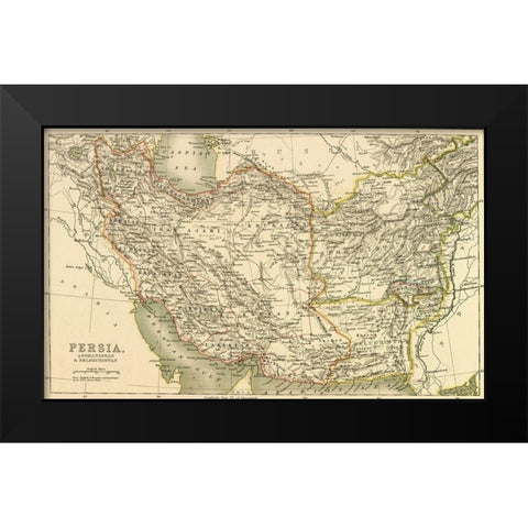Persia Afghanistan and Baluchistan 1901 Black Modern Wood Framed Art Print by Vintage Maps