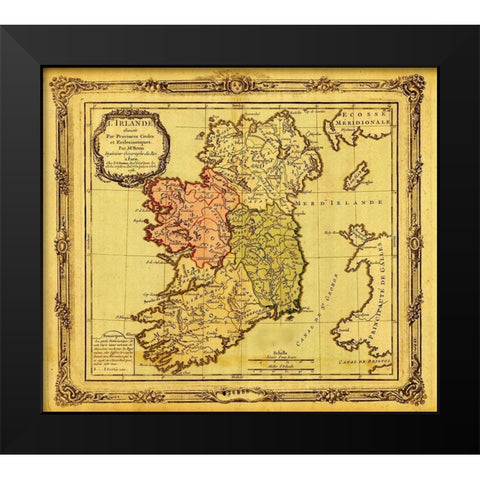 Ireland pictured in Ecclesiastical Divisions 1766 Black Modern Wood Framed Art Print by Vintage Maps