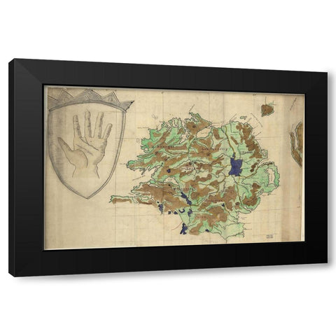 Ulster Ireland 1885 Black Modern Wood Framed Art Print with Double Matting by Vintage Maps