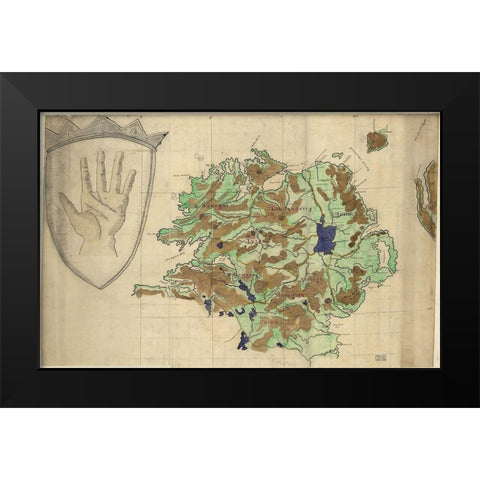 Ulster Ireland 1885 Black Modern Wood Framed Art Print by Vintage Maps