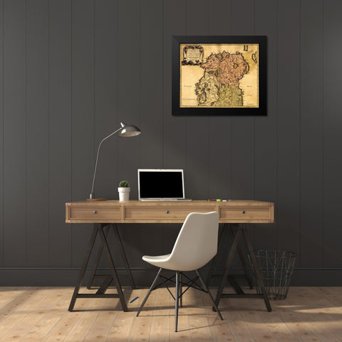 Ireland 1665 Black Modern Wood Framed Art Print by Vintage Maps