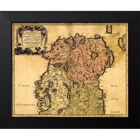 Ireland 1665 Black Modern Wood Framed Art Print by Vintage Maps