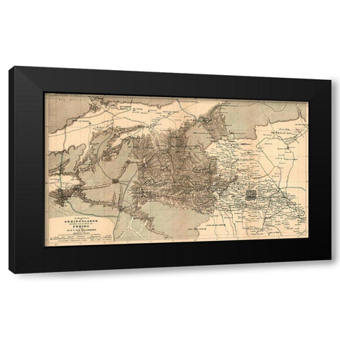 Mongolia 1915 Black Modern Wood Framed Art Print with Double Matting by Vintage Maps