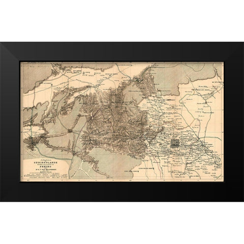 Mongolia 1915 Black Modern Wood Framed Art Print by Vintage Maps