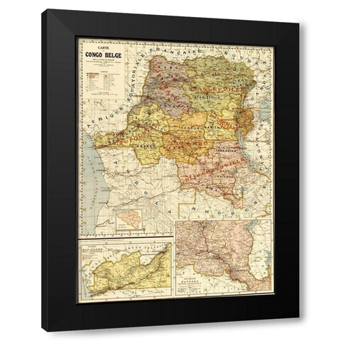 Belgian Congo 1896 Black Modern Wood Framed Art Print with Double Matting by Vintage Maps